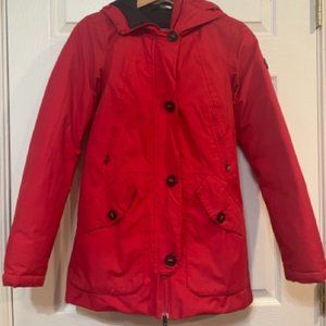 North Face red hooded Hyvent winter coat